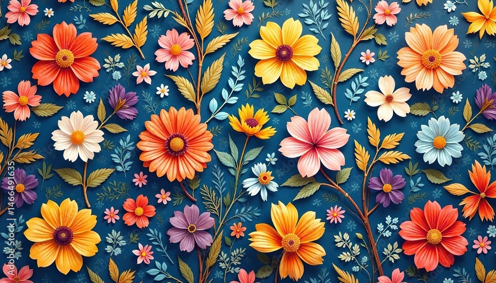 Intricate floral pattern on seamless wallpaper, wallcovering, fabric, background Intricate floral pattern on seamless wallpaper, wallcovering, fabric, background