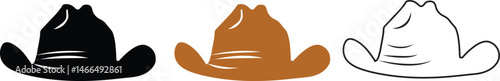 Adventure Cowboy Hat icon Vector illustration. Bailey Hat Silhouette Sign color design ,Black and white