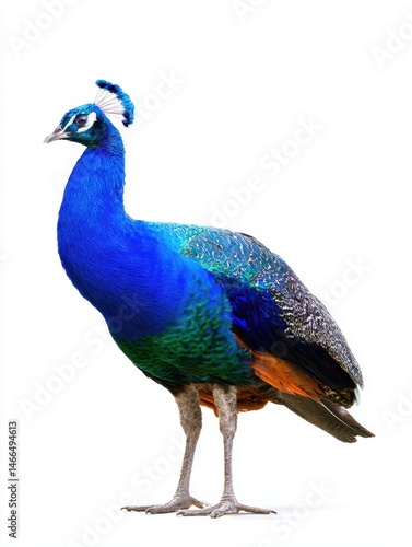 Stunning peacock isolated on white background — perfect for luxury branding, educational materials, wildlife articles, or elegant decorative designs.