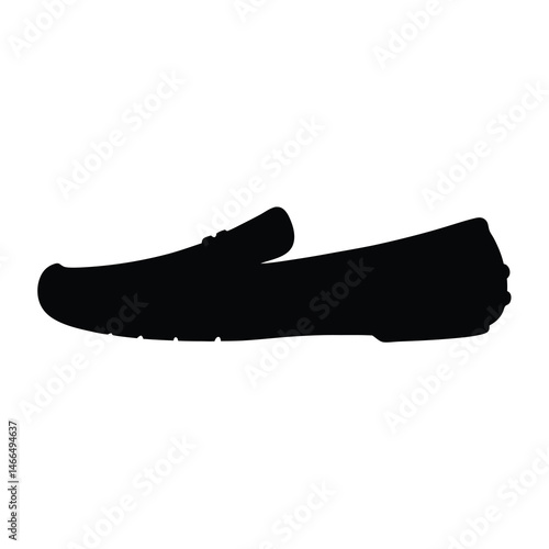 moccasins vector silhouette icon, black and white illustration of footwear.