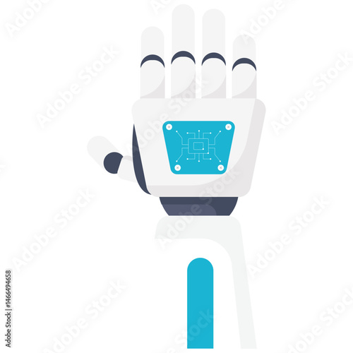 Robotics Element. Vector illustration of A futuristic robotic hand with a visible microchip, representing advanced robotics and automation. Isolated on background