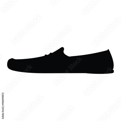 moccasins vector silhouette icon, black and white illustration of footwear.