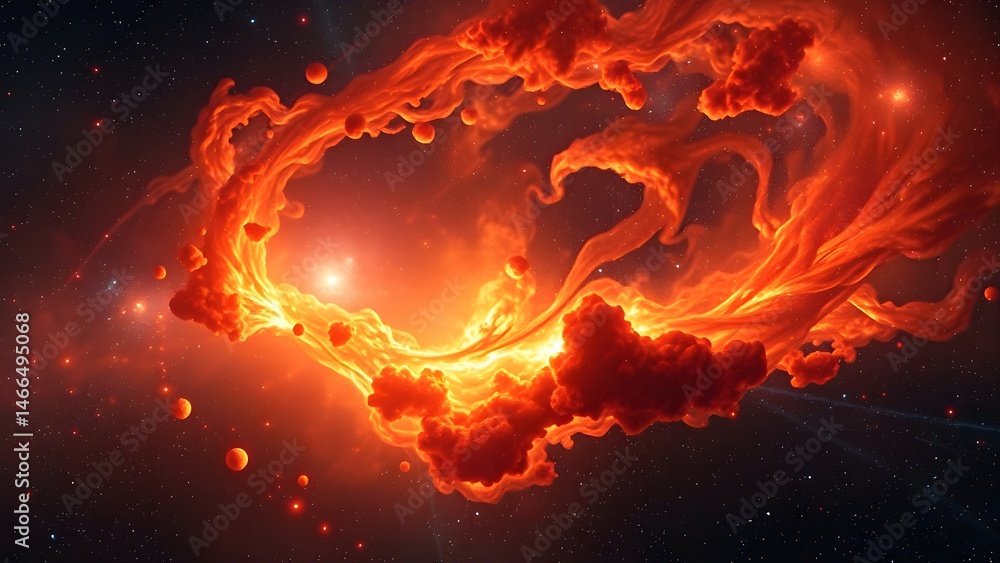 Fototapeta premium Fiery Nebula Cosmic Cloudscape Space Art Abstract Background