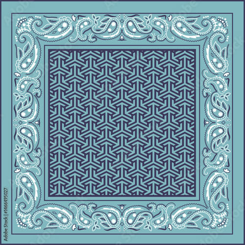 Classic paisley bandana with intricate ethnic print design. A timeless accessory perfect for boho, vintage, and retro styles. Ideal for summer fashion, festivals, and adding a chic touch to casual out