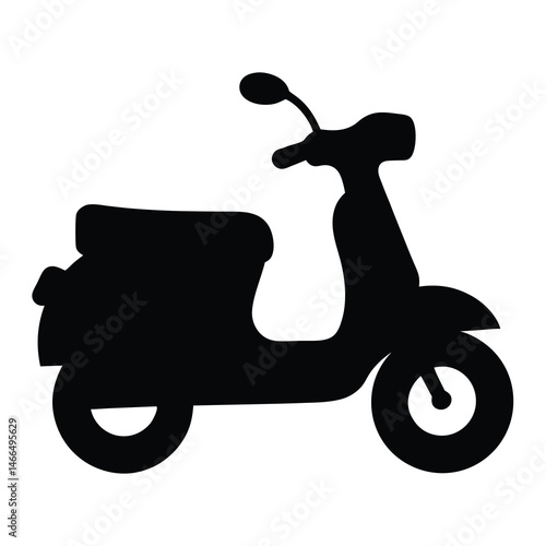 moped , black and white illustration of vehicles.