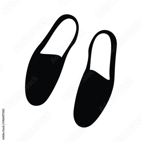 mules shoes vector silhouette icon, black and white illustration of footwear.