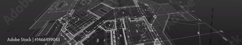 Architecture design: blueprint plan - illustrations of a plan modern residential building -  technology, industry, business concept illustration: real estate, building, construction, architecture