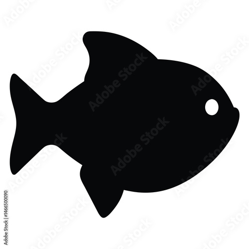 neon tetra fish vector silhouette icon, black and white illustration of fish.