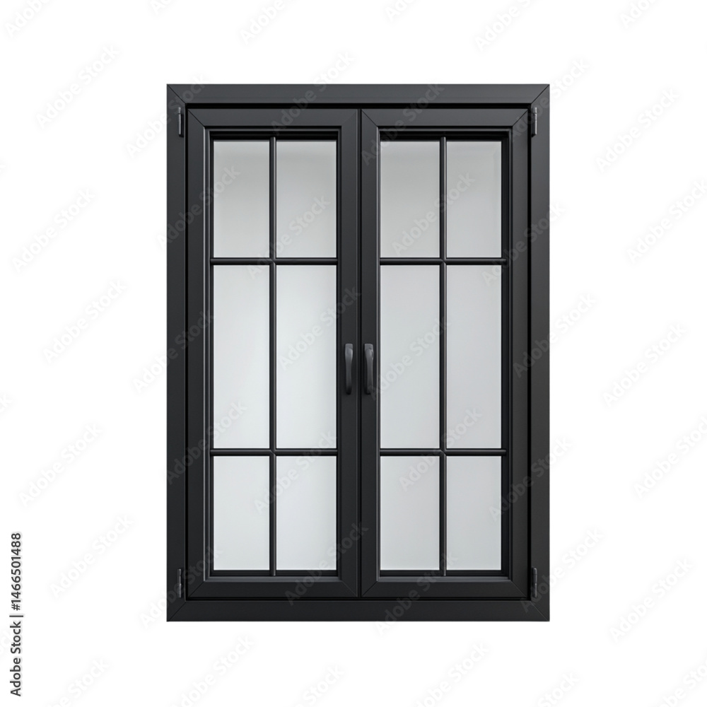 Modern black window with grid design, featuring double panes and sleek handles, perfect for enhancing aesthetic of any contemporary home or office space Modern black window with grid design, featuring double panes and sleek handles, perfect for enhancing aesthetic of any contemporary home or office space
