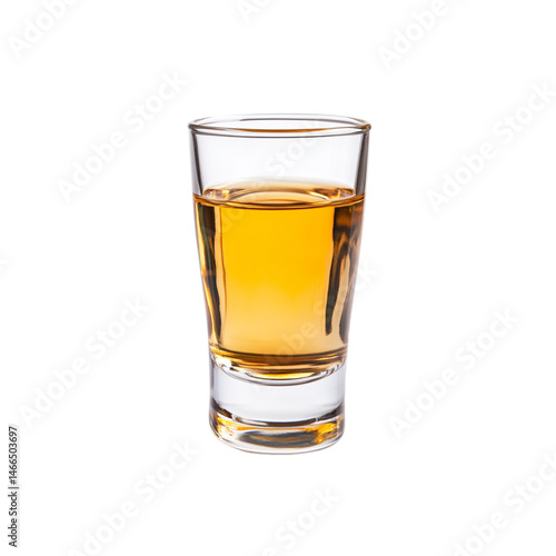 Wallpaper Mural clear shot glass filled with amber colored liquor, showcasing its rich hue and inviting appearance. glass is simple yet elegant, perfect for enjoying variety of spirits Torontodigital.ca