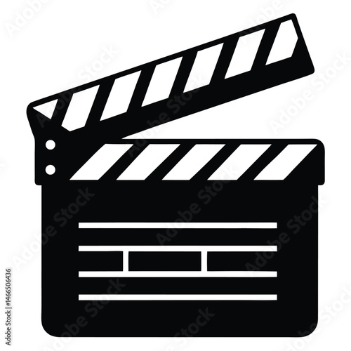 The black and white clapperboard shows numbers for cinema production work, isolated