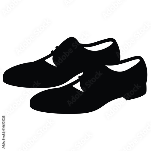 oxfords vector silhouette icon, black and white illustration of footwear.