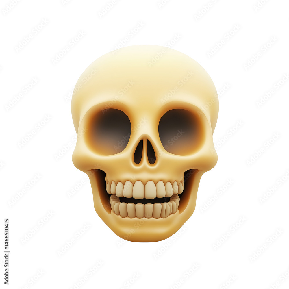 Fototapeta premium Realistic human skull illustration on white background. PNG image, transparent background