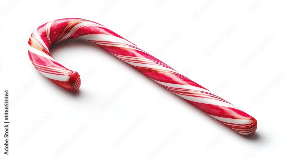 Fototapeta premium A red and white striped candy cane against a plain background, symbolizing festive celebrations and holiday traditions.