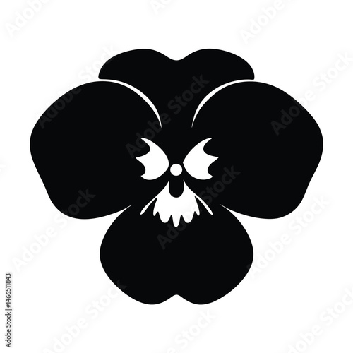 Black and white illustration of pansy , flower silhouette vector designs.