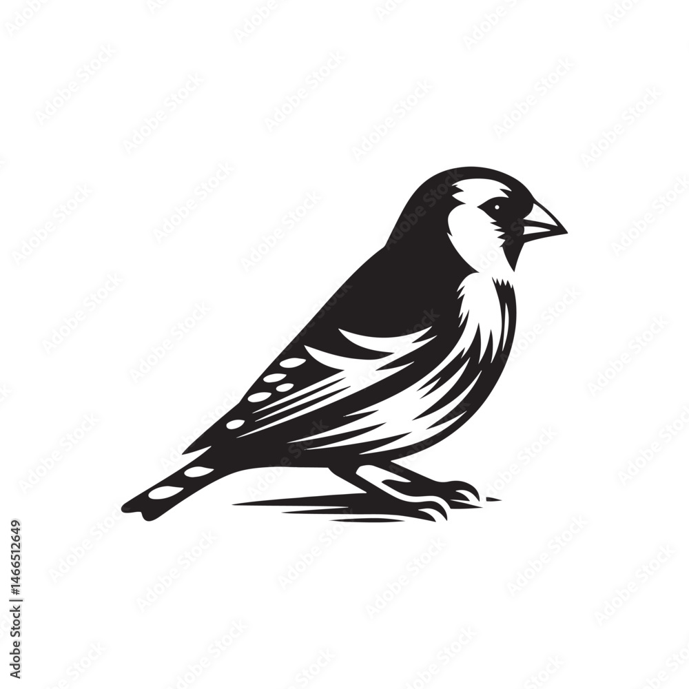 Obraz premium Goldfinch Bird Vector Silhouette, Elegant Bird Illustration, Minimalist Design, Vibrant Yellow Bird Outline, Nature-Inspired Art, Avian Silhouette.