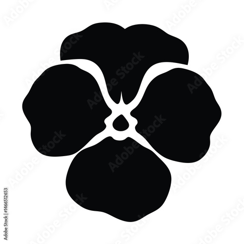 Black and white illustration of pansy , flower silhouette vector designs.