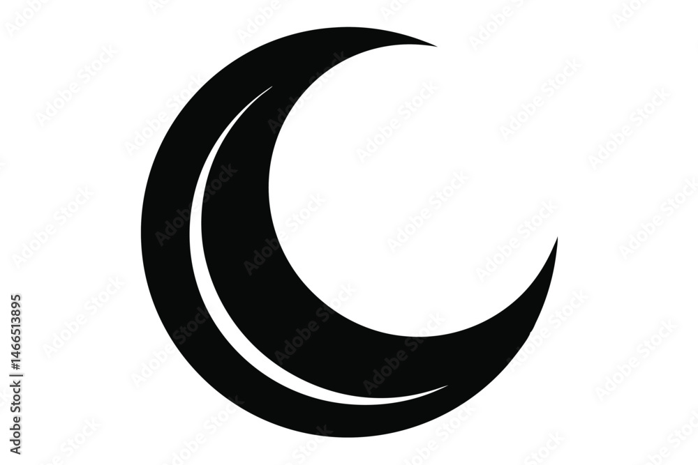 Minimalist black crescent moon element looks like a symbolic leaf Minimalist black crescent moon element looks like a symbolic leaf