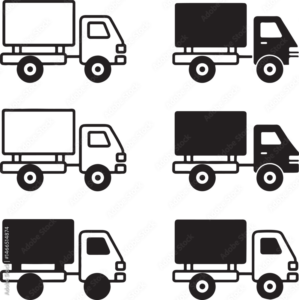 Truck simple icons Delivery service icons white background Truck simple icons Delivery service icons white background