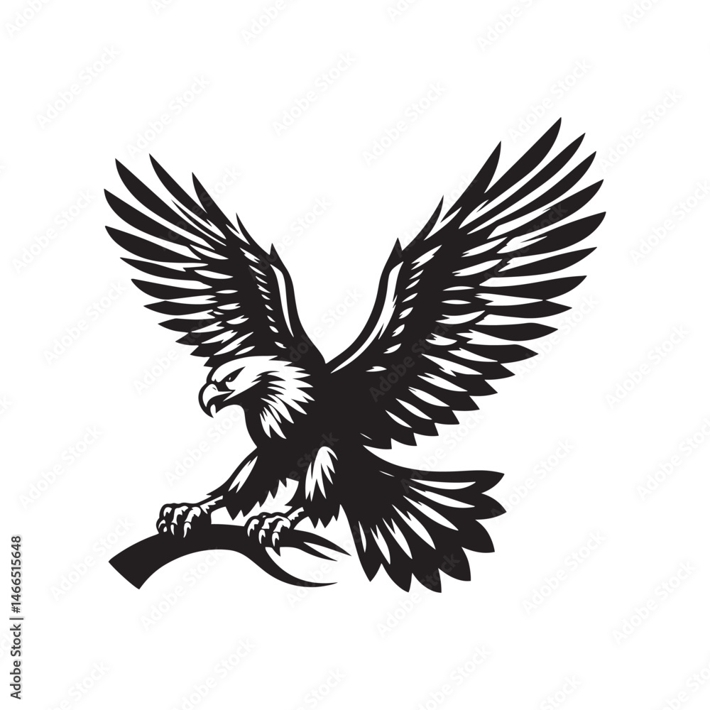 Fototapeta premium Gold Eagle Bird Vector Silhouette, Majestic Bird Illustration, Powerful Raptor Design, Bold Eagle Outline, Nature-Inspired Avian Art.