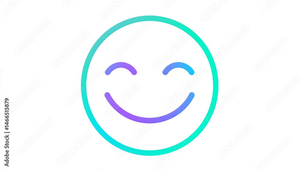 Minimalist gradient smiley face icon on white background for commercial use. Minimalist gradient smiley face icon on white background for commercial use.