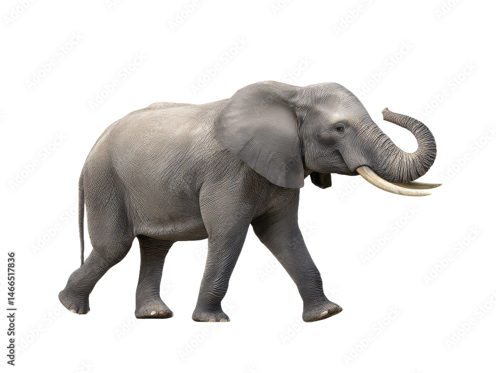 Obraz premium Majestic Elephant Struts Across Dark Canvas Emphasizing Natural Beauty and Strength within Minimalist Contrast