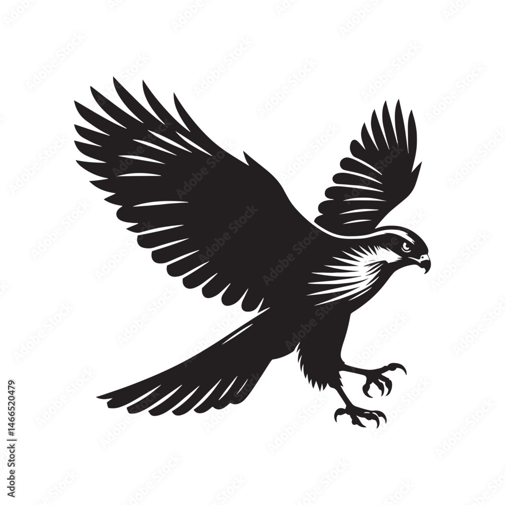 Fototapeta premium Goshawk Bird Vector Silhouette, Powerful Raptor Design, Predatory Bird Outline, Elegant Hunting Hawk Illustration, Nature-Inspired Avian Art.