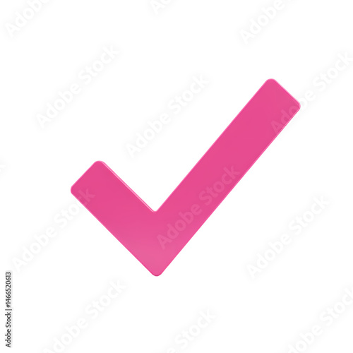 Pink Check Mark Icon Approval Correct Yes Symbol isolated on Transparent Background