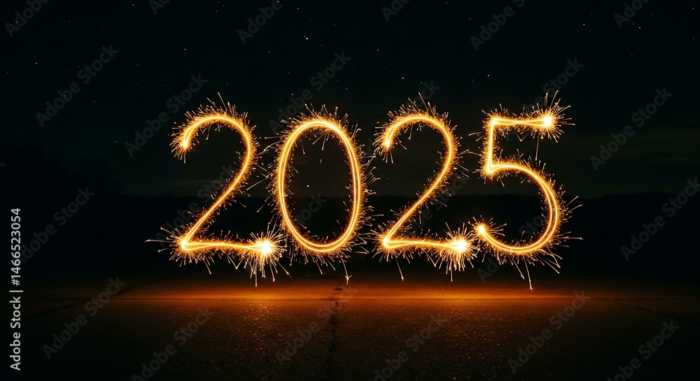 Sparkling 2025 New Year Celebration at Night Sparkling 2025 New Year Celebration at Night