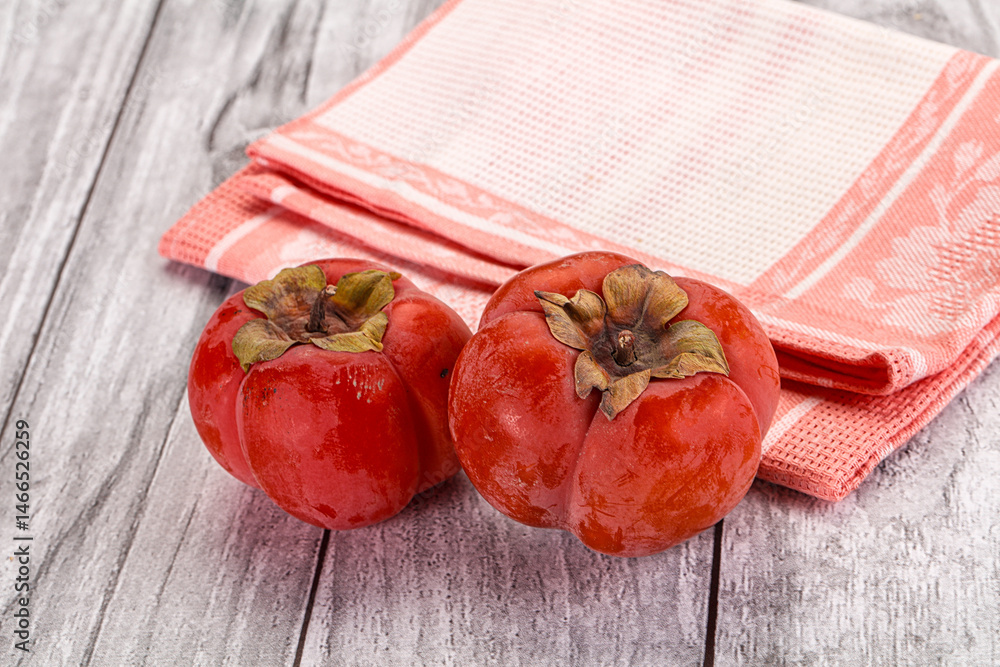 Sweet fresh ripe persimmon fruit
