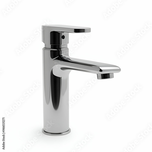 The water tap faucet for the bathroom mixer isolated on a white background Chromeplated metal