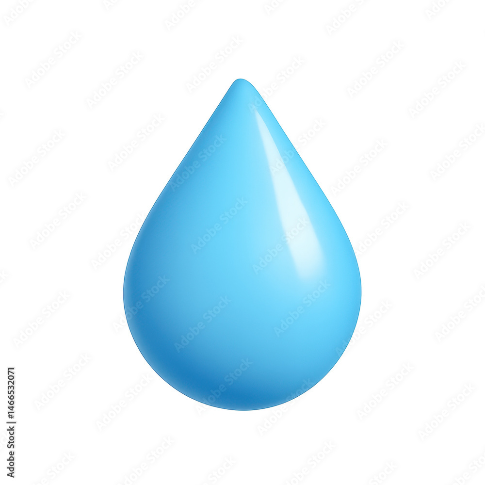 3D clipart, raindrop in light blue with slight shine, isolated on transparent background 3D clipart, raindrop in light blue with slight shine, isolated on transparent background
