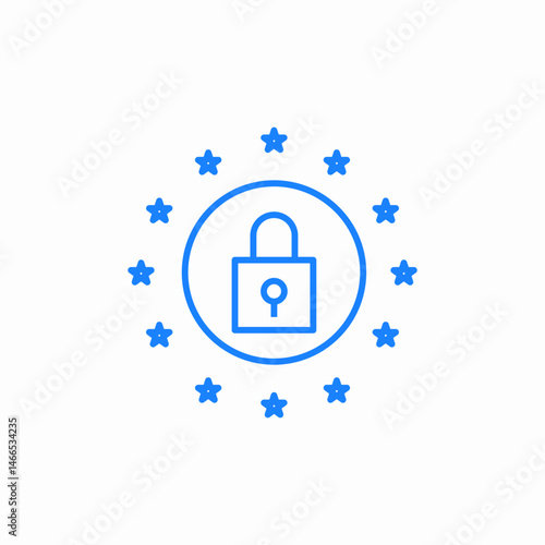 eu lock security icon sign vector