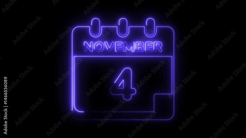 November 4th neon calendar date reminder important day celebration event November 4th neon calendar date reminder important day celebration event