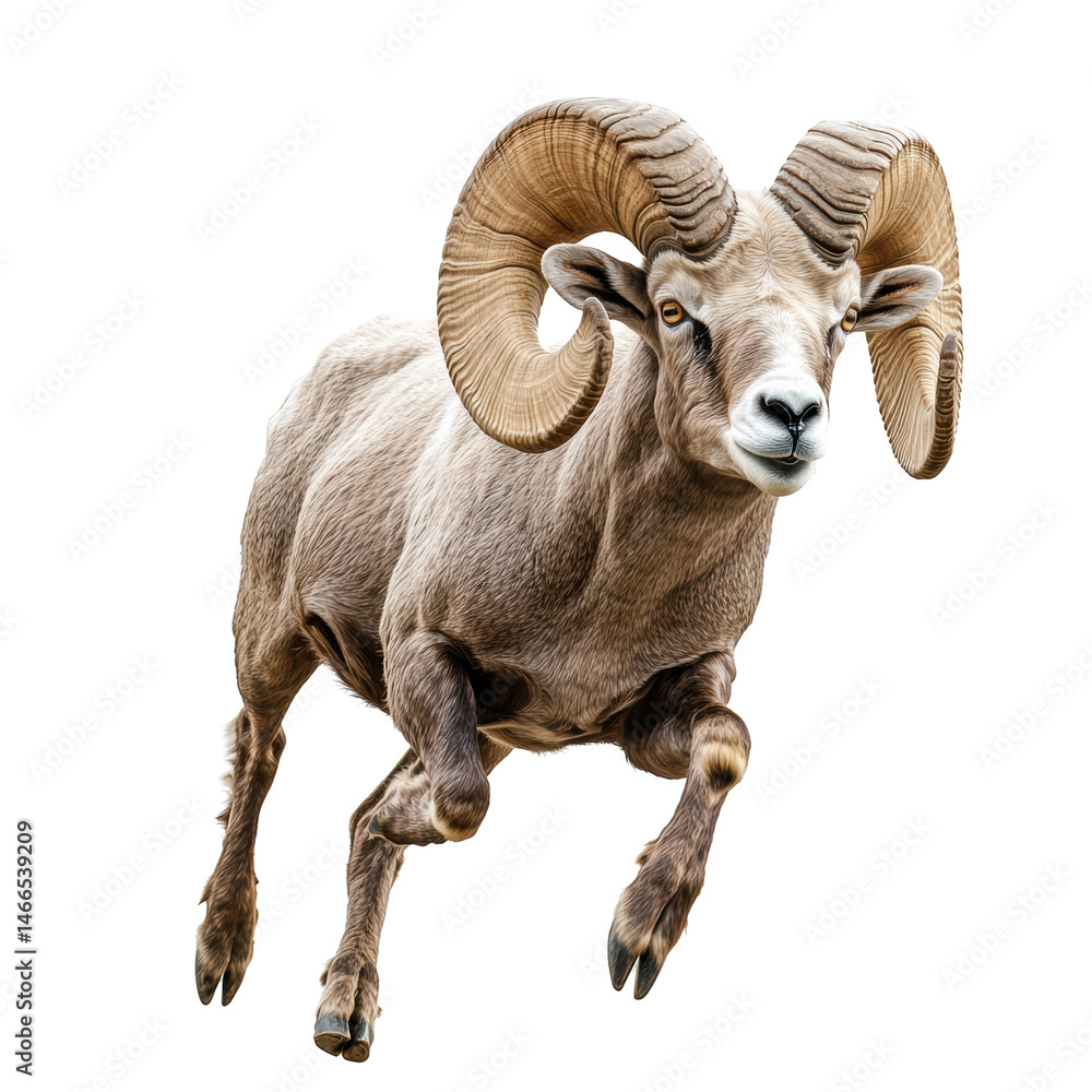 Obraz premium Isolated ram running on a white background