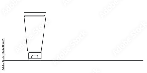 Continuous single line drawing of toothbrush and toothpaste, one line art toothbrush and toothpaste vector illustration, single line art toothpaste. Pro vector