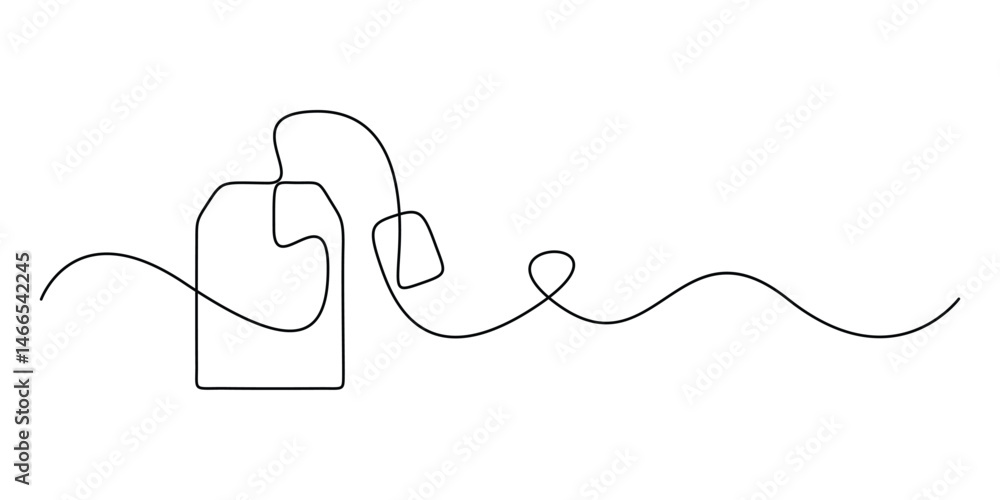 Obraz premium Continuous single line drawing tea bag vector illustration