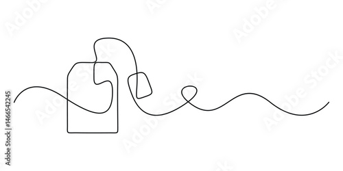 Continuous single line drawing tea bag vector illustration