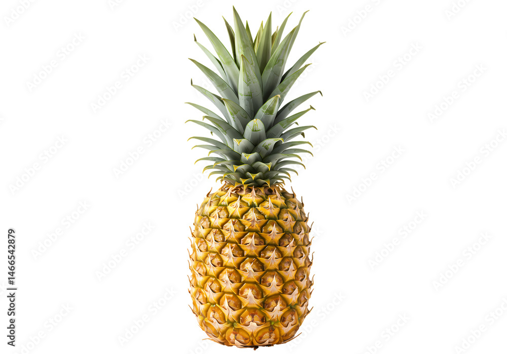 Fototapeta premium Ripe Pineapple Fruit Stock Photo Tropical Summer Food on Transparent background