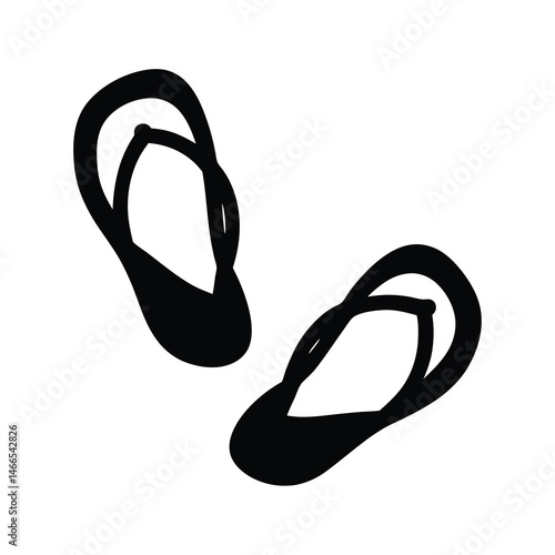 sandals vector silhouette icon, black and white illustration of footwear.