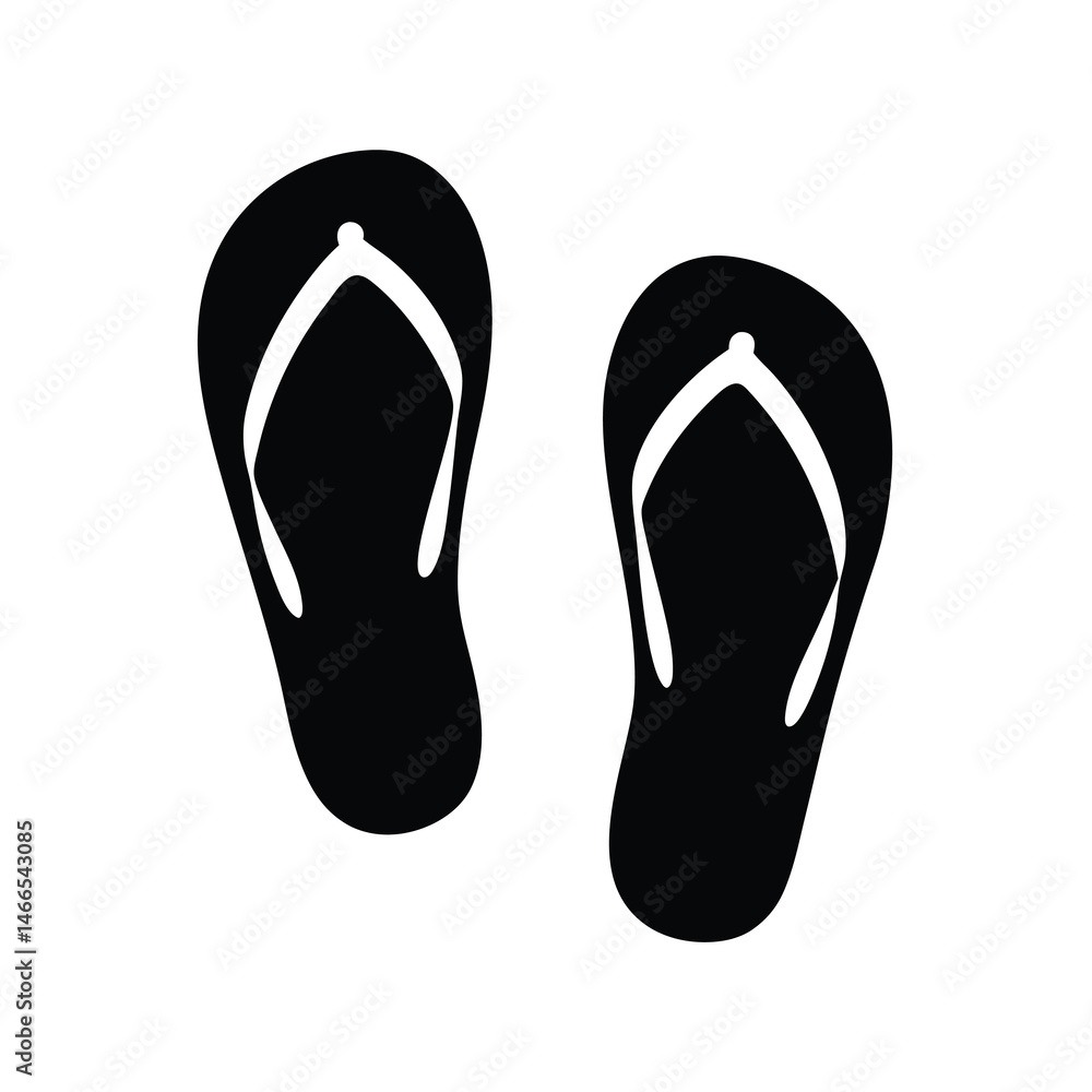 sandals vector silhouette icon, black and white illustration of footwear. sandals vector silhouette icon, black and white illustration of footwear.