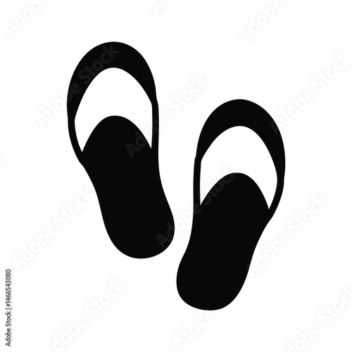 sandals vector silhouette icon, black and white illustration of footwear.