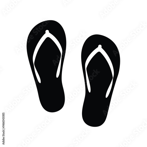 sandals vector silhouette icon, black and white illustration of footwear.