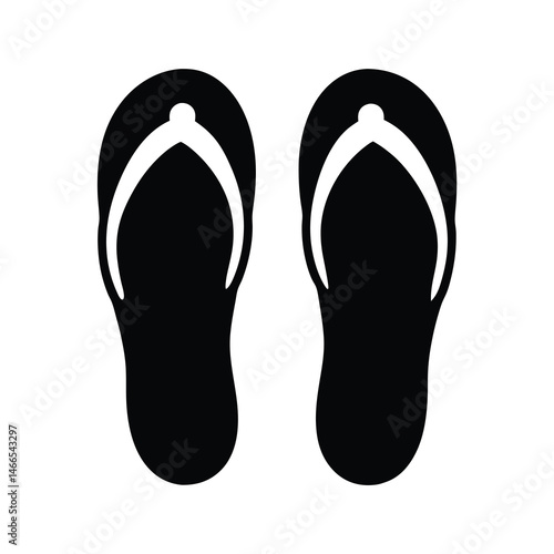 sandals vector silhouette icon, black and white illustration of footwear.