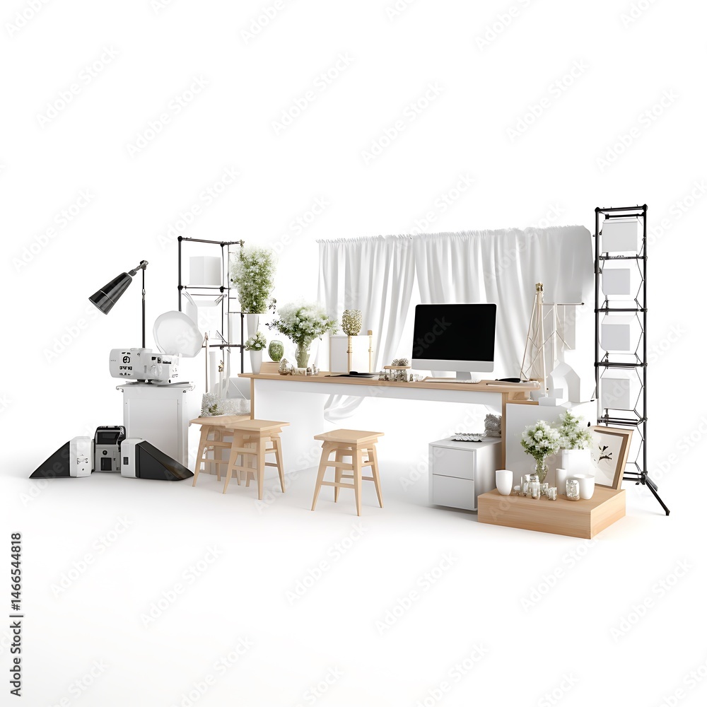 Minimalist White Home Office Setup. Minimalist White Home Office Setup.