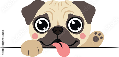 Cute Pug Puppy Peeking Over Edge