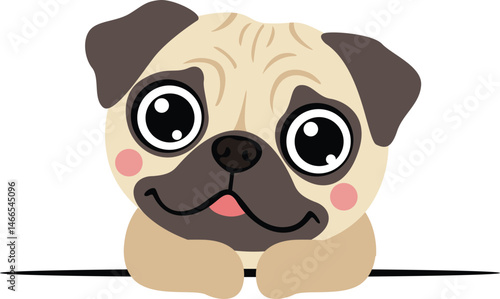 Friendly Looking Pug Dog Peeking