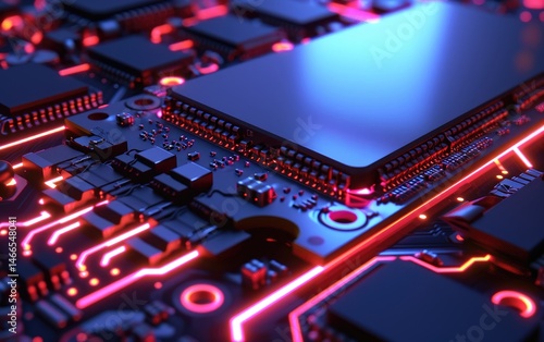Obraz na płótnie Advanced Computer Chip Circuit Board Technology w salonie