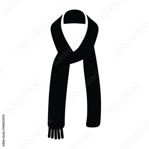 scarves infinity shawl pashmina vector silhouette icon, black and white illustration of footwear.