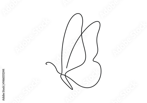 Continuous single line drawing of beautiful flying butterfly nature animal wildlife concept for beauty fashion spa sketch drawing editable stroke graphic vector illustration